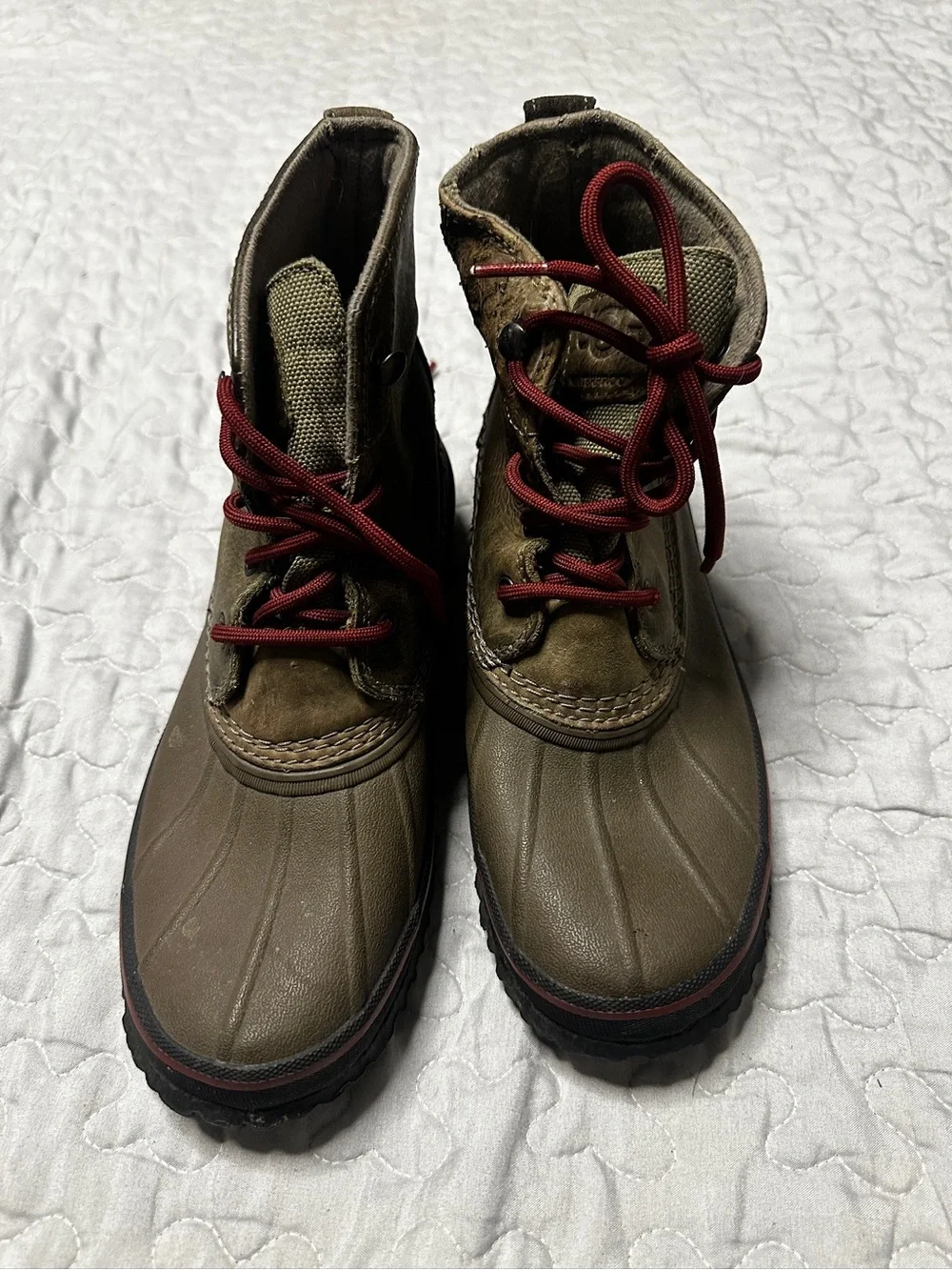 UGG Brown Leather Rain & Snow Boots with Red Trim